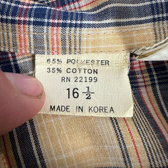 Kennington LTD Mens Plaid Button Down Shirt Sz 16.5 Vintage Western Long Sleeve - Picture 3 of 9